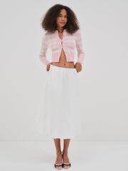 Women Brushed Gingham Knit Cardigan - Pink