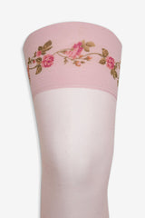 Women Rose Vine Thigh-High Socks - Pink