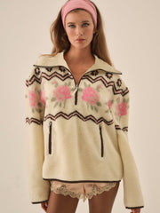 Women Posey Sherpa Pullover - White