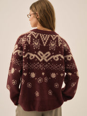 Women Arabella Intarsia Chunky Cardigan - Mauve