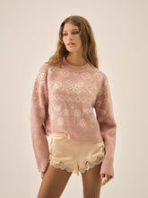 Women Arabella Intarsia Pullover Sweater - Pink