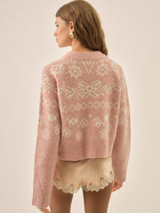 Women Arabella Intarsia Pullover Sweater - Pink