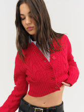 Women Camille Cable Knit Cardigan - Red