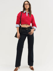 Women Camille Cable Knit Cardigan - Red