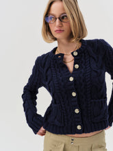 Women Emily Cable Knit Cardigan - Navy