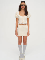 Women Daniela Knit Mini Skirt - Cream