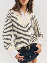 Women Regatta Stripe Knit Sweater - Cream