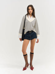 Women Regatta Stripe Knit Sweater - Cream