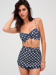 Women Dolly Denim Dot Skort - Indigo