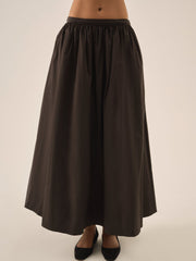 Women Train Station Poplin Maxi Skirt - Black
