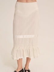 Women Sweet Summer Midi Skirt - White