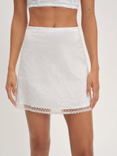 Women Glitter Grid Mini Skirt - White