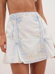 Women Baby Bows Skirt - White