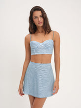 Women Glitter Grid Mini Skirt - Blue