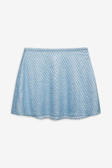 Women Glitter Grid Mini Skirt - Blue