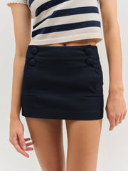 Women Cotton Twill Micro Skort - Navy
