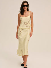 Women Sunrise Midi Skirt - Yellow