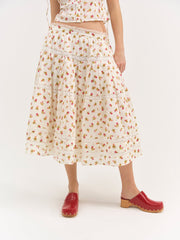 Women Adahlia Floral Midi Skirt - Cream