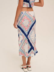 Women Summer Scarf Midi Skirt - Blue