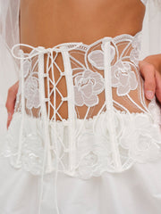 Women Blushing Blooms Mini Skirt - White