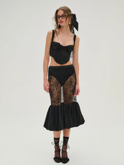 Women Sugarplum Lace Midi Skirt - Black