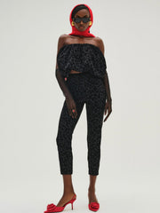 Women Midnight Velvet Capri Pant - Black