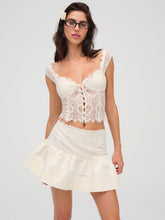 Women Doily Lace Mini Skirt - Cream