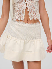 Women Doily Lace Mini Skirt - Cream