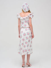 Women Doily Bouquet Midi Skirt - White