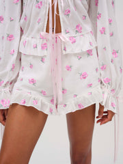 Women Fiona Floral Short - White