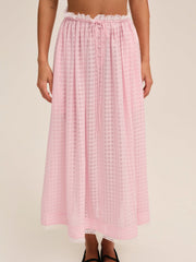 Women Ginny Gingham Midi Skirt - Pink
