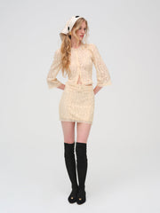 Women Lucy Lace Mini Skirt - Buttercream