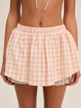 Women Petal Gingham Skort - Peach