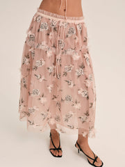 Women Blushing Rose Midi Skirt - Blush