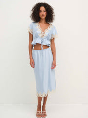 Women Sweetheart Midi Skirt - Dusty Blue