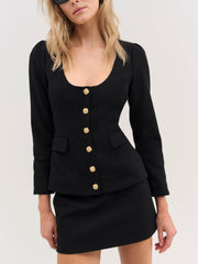 Women Josie Scoop Neck Blazer - Black