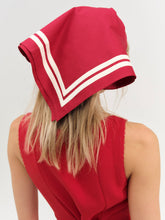 Women Helena Poplin Striped Headscarf - Red