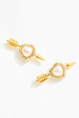 Women Cupid Heart Stud Earrings - White