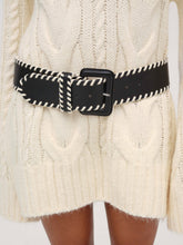 Women Wide Stitch Belt - Black