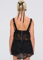 Women Sonnet Lace Babydoll Set - Black