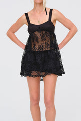 Women Sonnet Lace Babydoll Set - Black