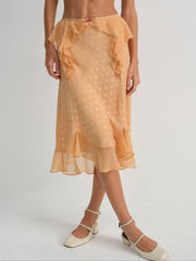 Women Glimmer Rosebud Midi Skirt - Rose Gold