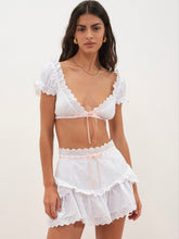 Women Summer Swirl Eyelet Top - White