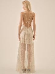 Women Clara Crystals Maxi Dress - Silver