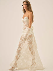 Women Daisy Lace Gown - Cream