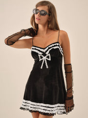 Women Claire Velvet Mini Dress - Black