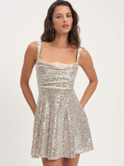 Women Candice Mini Dress - Silver