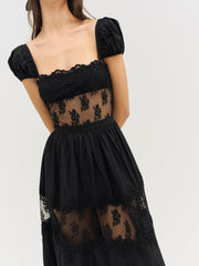 Women Liya Lace Midi Dress - Black