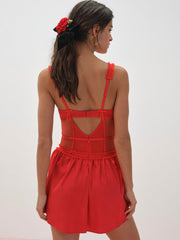 Women Fiona Lace Slip Dress - Red