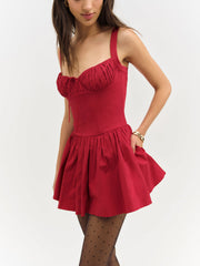 Women Helena Poplin Bustier Mini Dress - Red